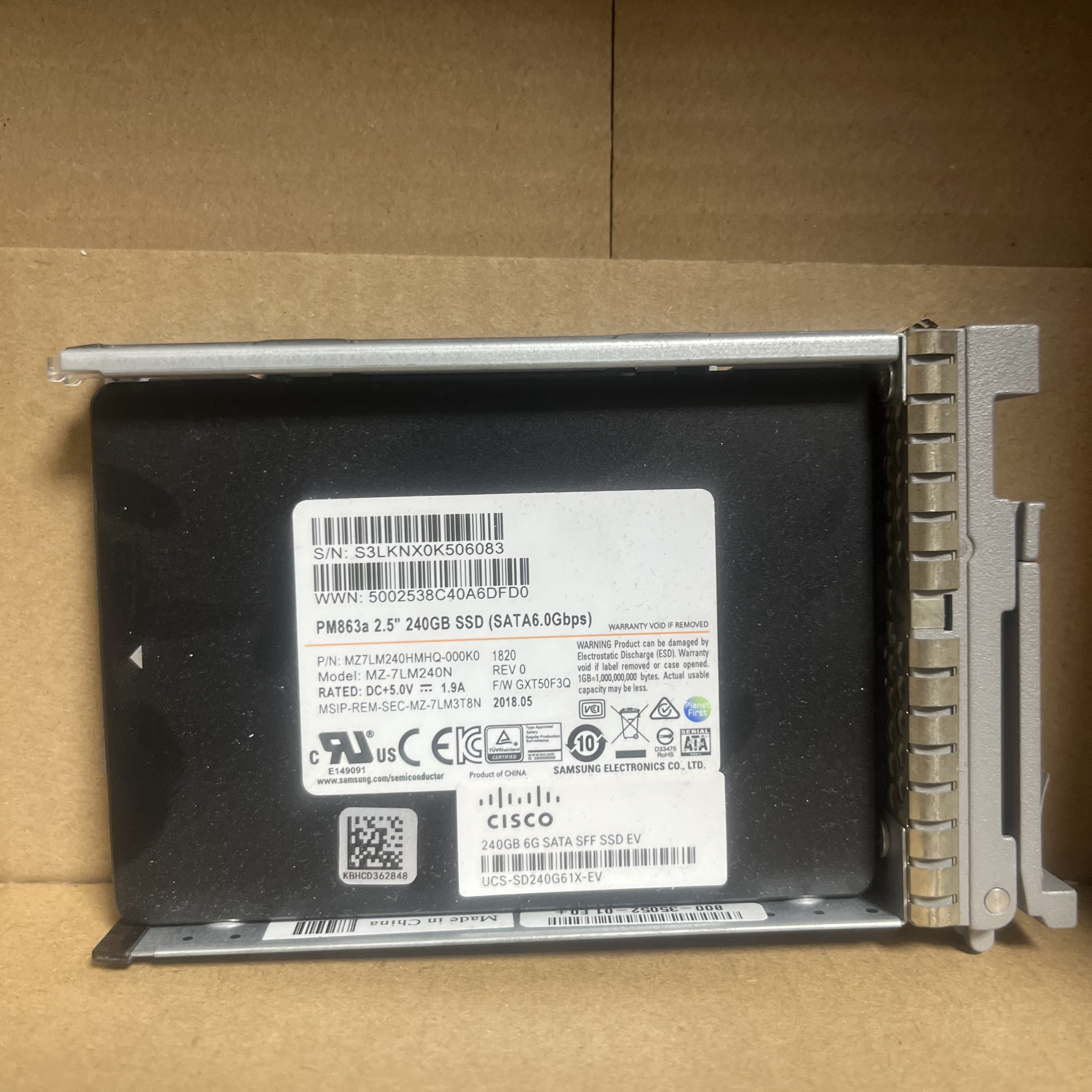 思科 UCS-SD240G61X-EV SSD 三星 PM863a 240G企业级SATA固态SSD