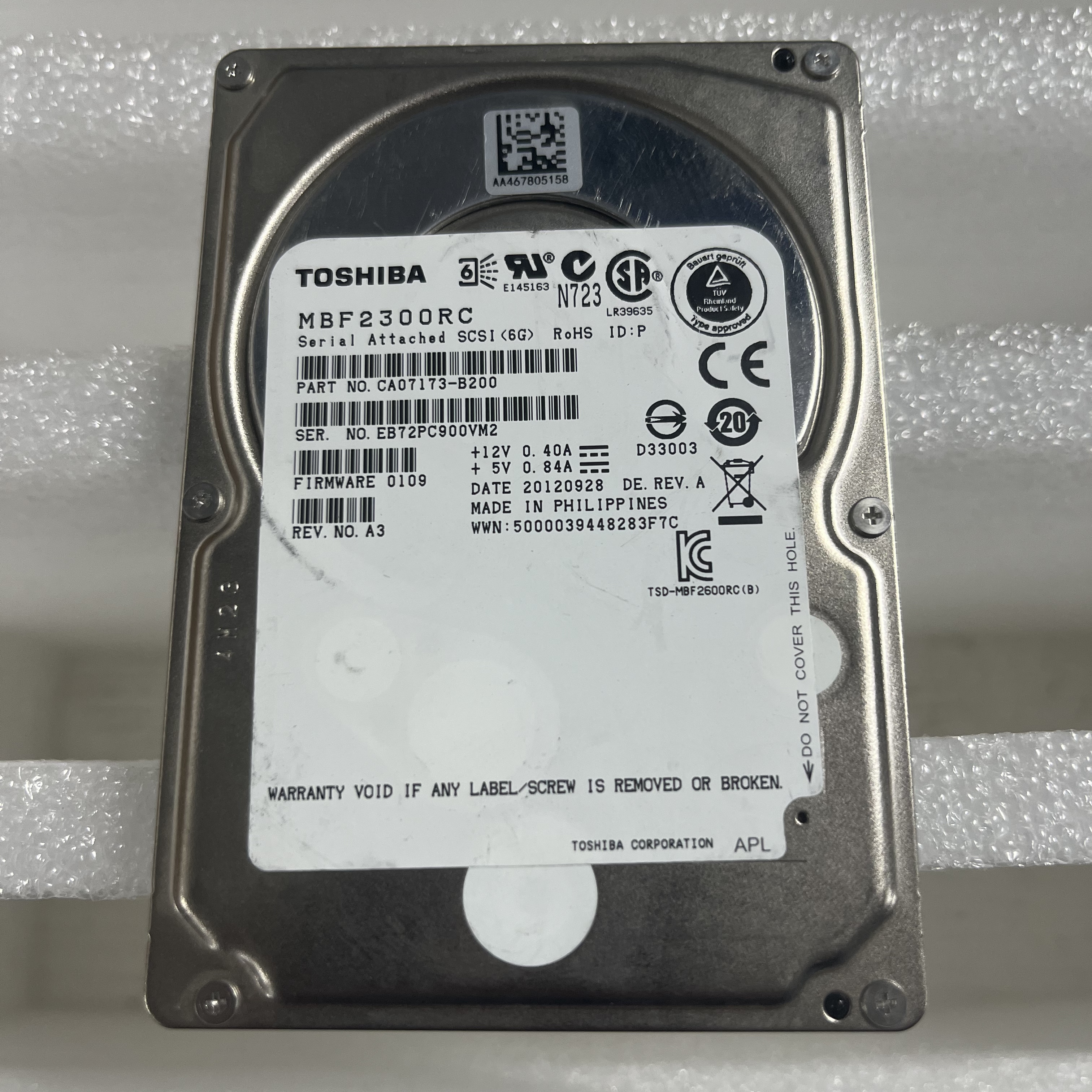 东芝300GB2.5SAS10K