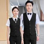 女夏 西餐厅餐饮酒店前台工装 酒吧KTV服务员工作服男短袖 马甲套装