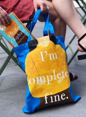 我好极了美国Out of Print文学复古帆布袋女生休闲文艺单肩托特包