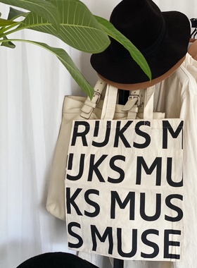 Rijks Museum 荷兰国立博物馆托特包 美术馆简约字母购物袋帆布包
