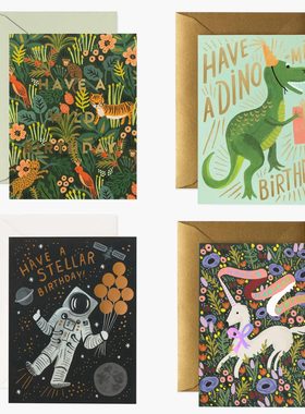 美国进口生日卡片 Rifle Paper 复古创意插画贺卡 祝福女孩礼物