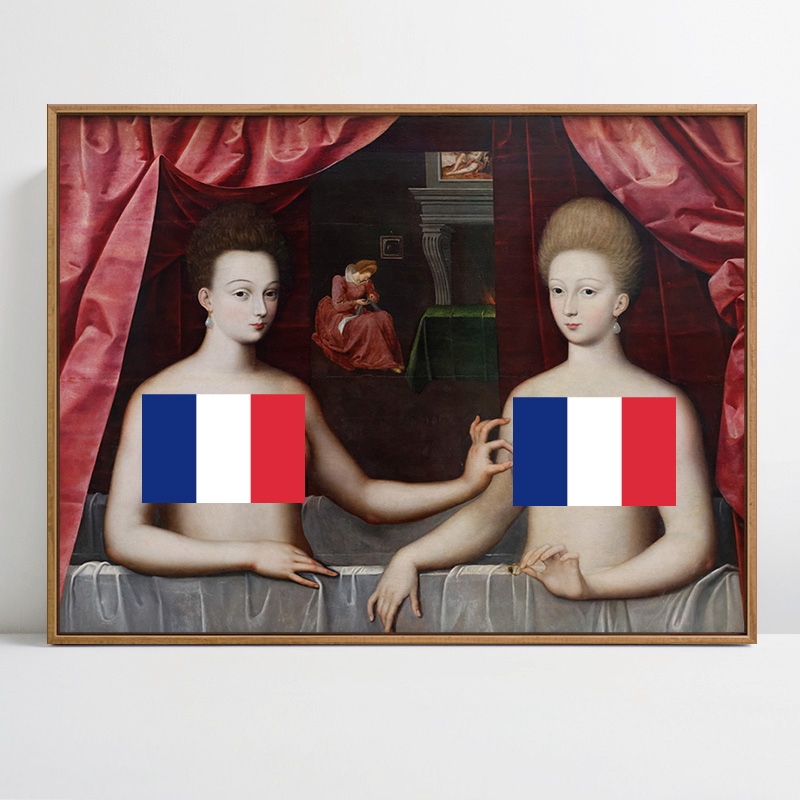 卢浮宫名画装饰画加布里埃尔姐妹