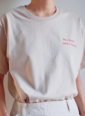 Do I look like I care?才不在乎呢 旁白原创设计T恤趣味幽默男女