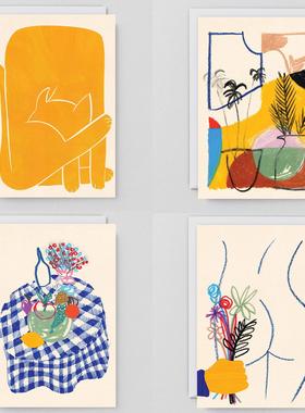 顽皮幽默抽象风插画艺术卡片 英国设计品牌Wrap 进口明信片装饰