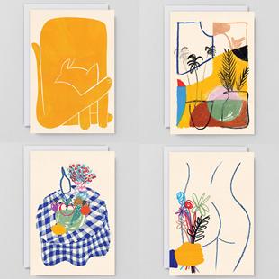 饰 进口明信片装 顽皮幽默抽象风插画艺术卡片 英国设计品牌Wrap