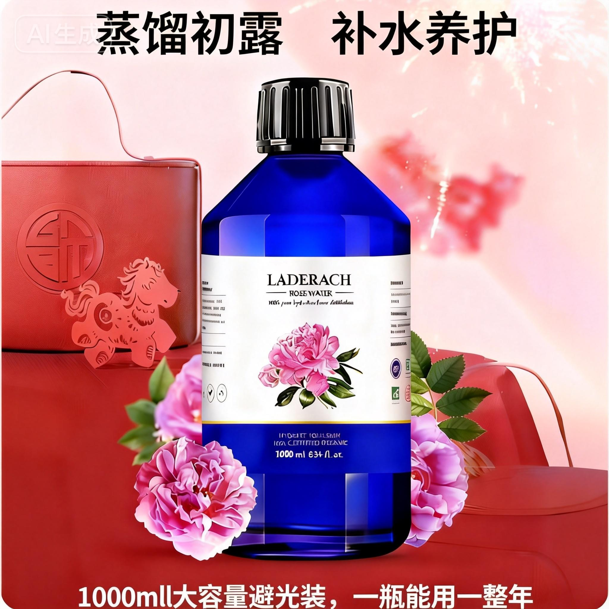 玫瑰纯露大马士革无添加蒸馏提取可直饮大瓶装湿敷玫瑰花水1000ml