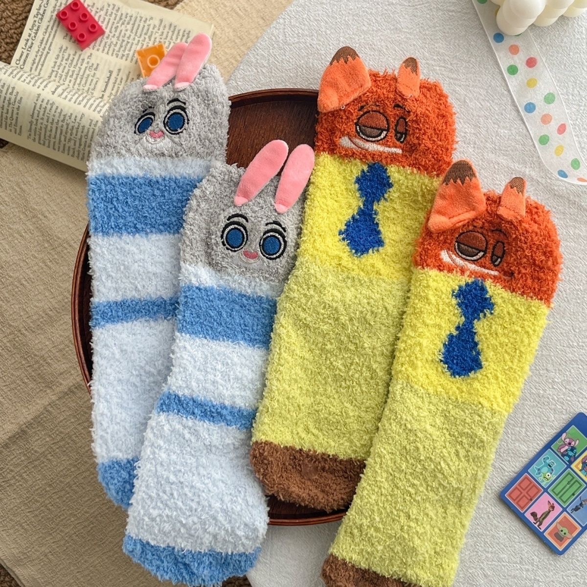 朱迪尼克袜子疯狂动物城周边秋冬保暖中筒家居袜透气可爱卡通袜