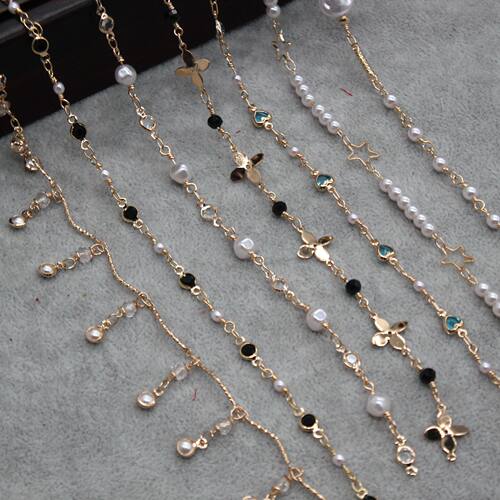 手工珍珠流苏链条diy权杖凤冠