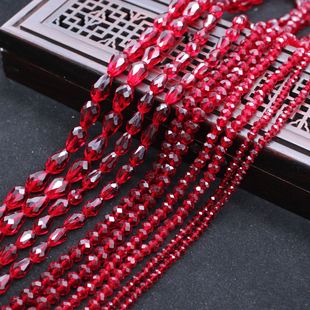 diy手工串珠饰品材料4 8mm暗血红人造水晶散珠玻璃切面珠配件