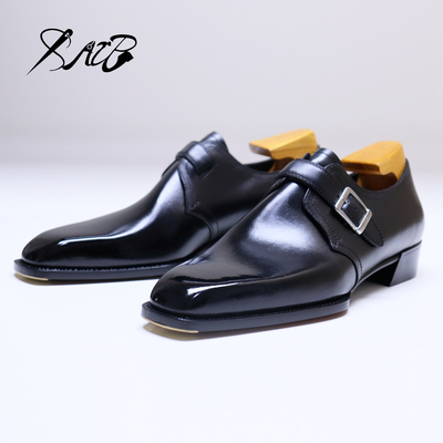 SATB男士手工定制皮鞋琴底单扣孟克款