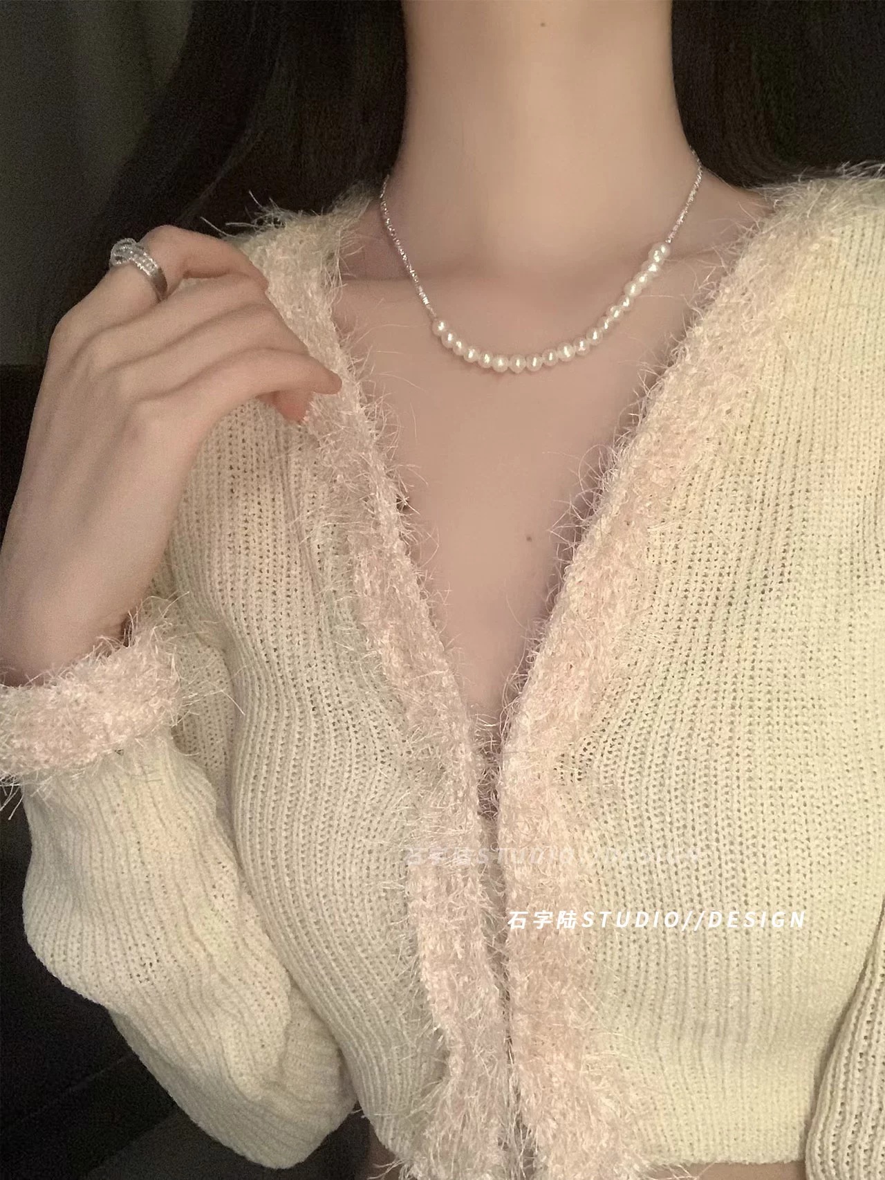 Пальчик зимой ожерелье из жемчуга, цепочка для ключей и сумки, стиль высокого качества, французский стиль, простой и элегантный дизайн