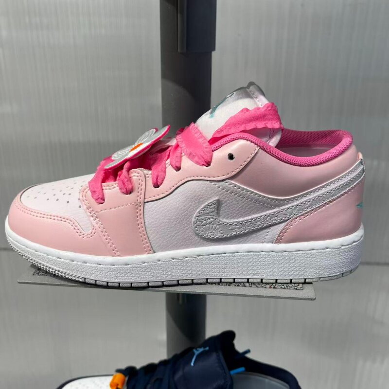Nike耐克女鞋Air Jordan 1荷叶边珍珠粉大童运动鞋 II1247-600