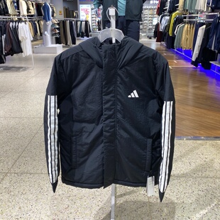 adidas阿迪达斯男夹克冬保暖运动休闲连帽拒水防风短棉服 JY8303
