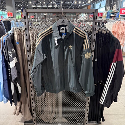 Adidas阿迪达斯三叶草男女款日常通勤防风休闲夹克立领外套KV8855
