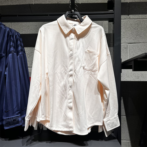 Nike/耐克女子新款翻领宽松运动长袖衬衫外套HV1957-110