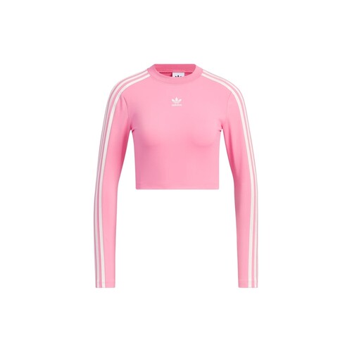 Adidas阿迪达斯三叶草上衣女新款修身短款运动长袖t恤JE6045