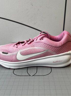 Nike耐克大童鞋女鞋26春款粉白透气运动鞋厚底跑步鞋HQ3266-605