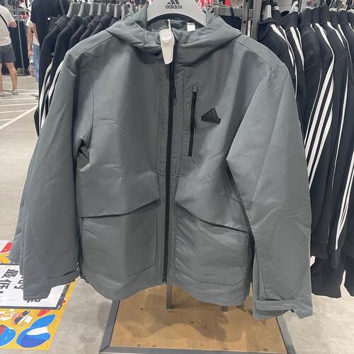 阿迪达斯连帽梭织夹克男子2024新款宽松运动服休闲训练外套IT3952