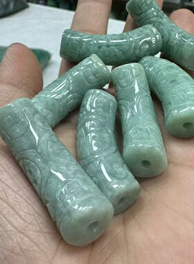 天然翡翠如意弯管毛衣链吊坠