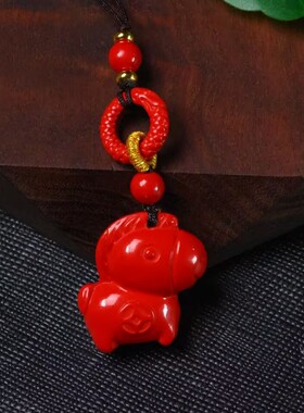 朱砂生肖马马上有钱吊坠
