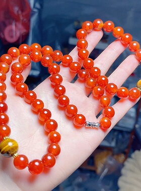 玉阅珠宝红玛瑙虎鲸石百搭手链