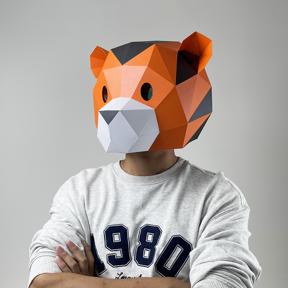 十二生肖可爱小老虎动物纸模头套成人手工diy儿童全脸面具道具cos,模玩/动漫/周边/娃圈三坑/桌游,面具/头套,淘宝优惠券,粉丝福利购,淘宝优惠卷