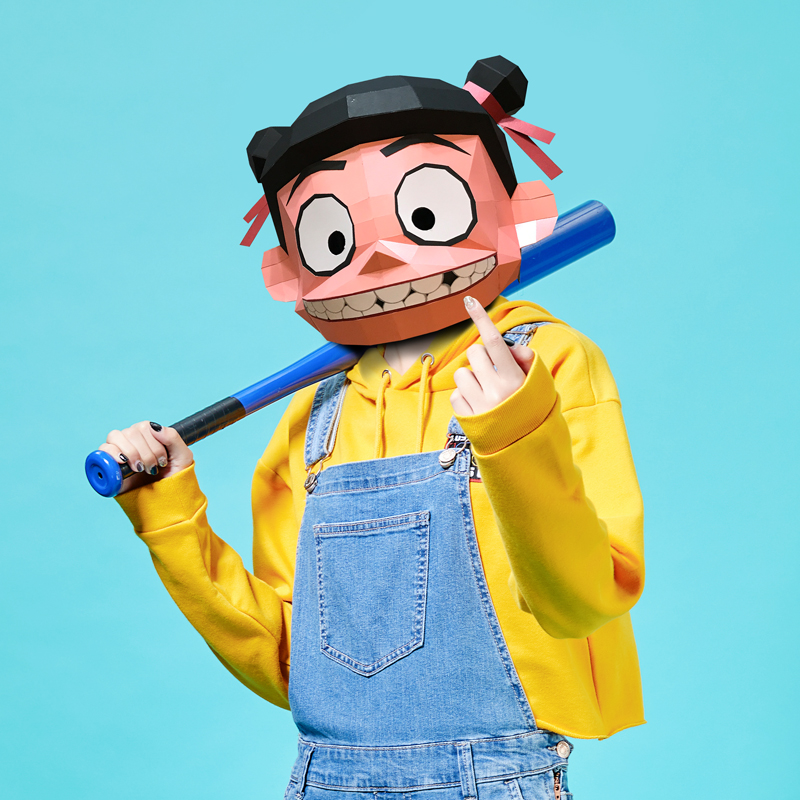 搞怪纸模面具手工头套道具