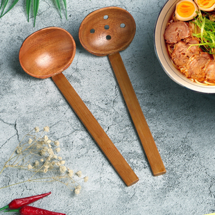 味千拉面勺 日式拉面勺长柄大汤勺木勺子龟背漏勺火锅勺 定制刻字