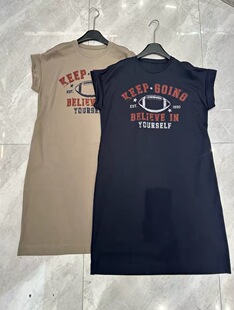 欧洲站2026夏季新款设计师款圆领字母宽松短袖T恤连衣裙 10036