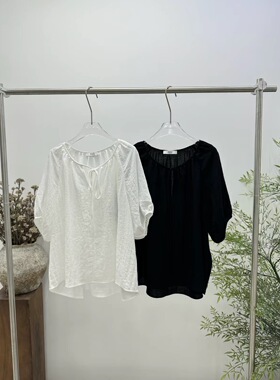 欧洲站女装PH23 新款2026夏季公主袖系带棉麻上衣衬衫6112