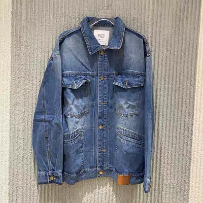 欧洲站2025秋季新款 ph23时尚翻领单排扣多口袋宽松牛仔外套4502