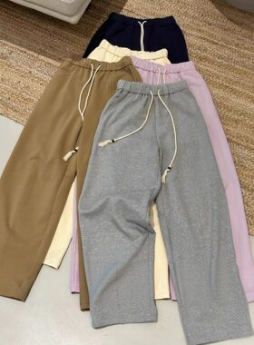 欧洲站新款法式复古彩色软弹柔舒适宽松休闲女裤卫裤 2075