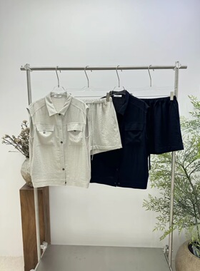 欧洲站女装PH23正品新款2026夏季双口袋马夹抽绳短裤套装5605