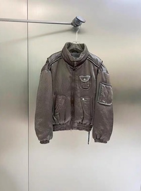 Fan LeoNa 小众 光泽感醋酸面料棉衣外套女 冬加厚立领夹克3398