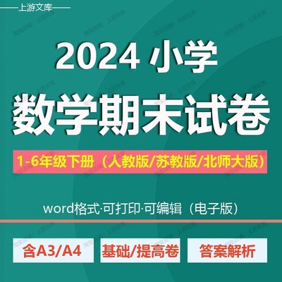 2024小学数学期末试卷人教苏教北师大一二三四五六年级下册电子版