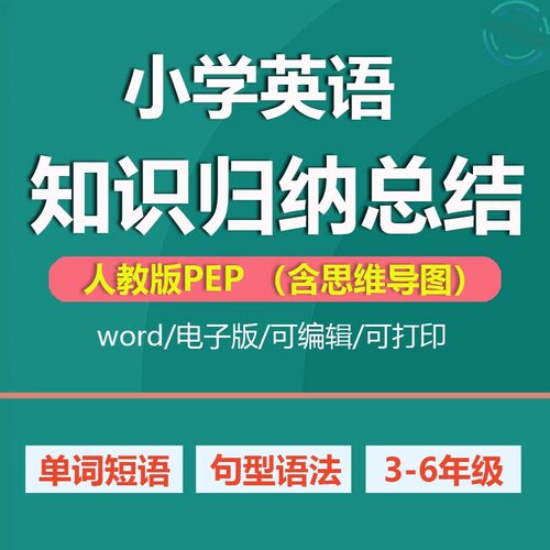 人教版PEP小学英语三四五六年级上下册知识点汇总思维导图电子版