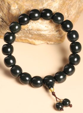 新疆天然和田青玉老型珠手链