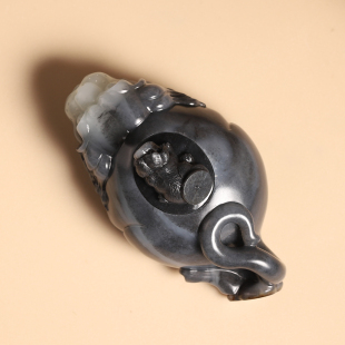 新疆和田玉青花籽料肖狗壶玉壶瑞犬茶壶摆件手把件实用器玉佩将将