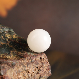 天然俄料和田玉白玉圆珠15.7mm单珠文玩配饰配珠玉佩将将