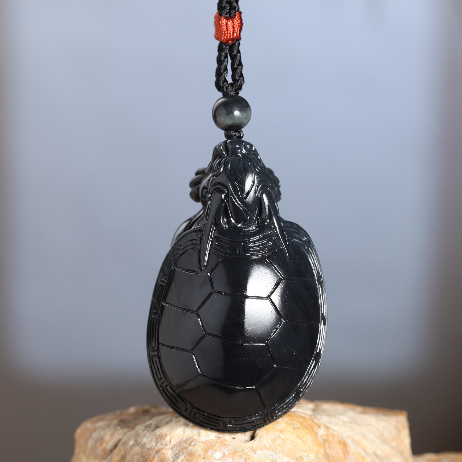 新疆和田玉聚墨青花籽料龙龟吊坠天然玉石男女款挂件挂坠玉佩将将