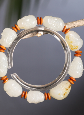 和田玉籽料白玉十八罗汉手串