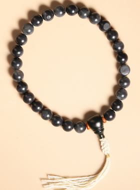 和田玉籽料聚墨青花10mm手串