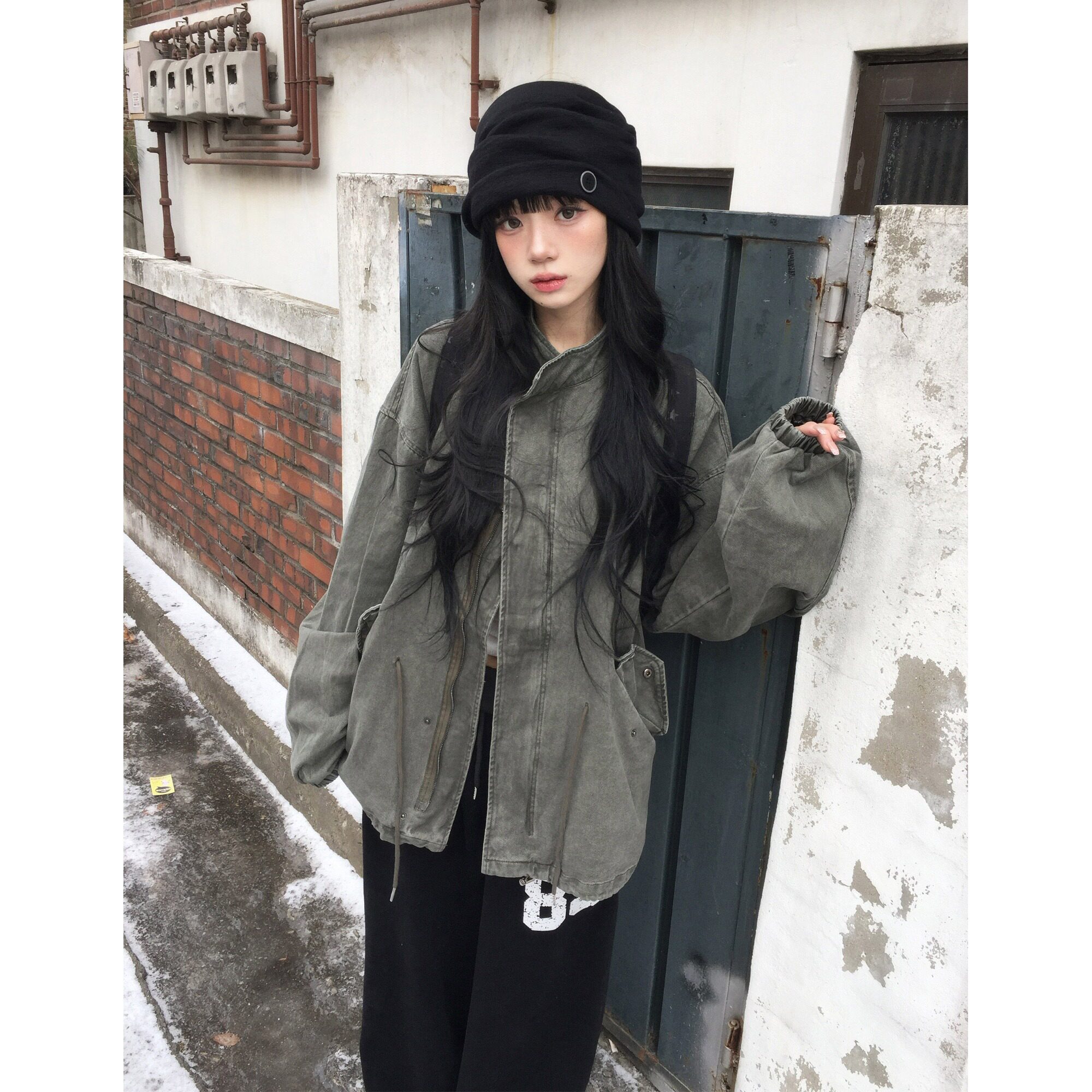 韩系大廓形 酷酷的宽松松弛感立领休闲风衣外套2026秋季新品女
