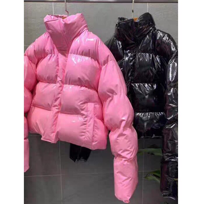 韩国东大门2025秋冬季新款时尚运动亮面漆面加厚棉服外套开衫女