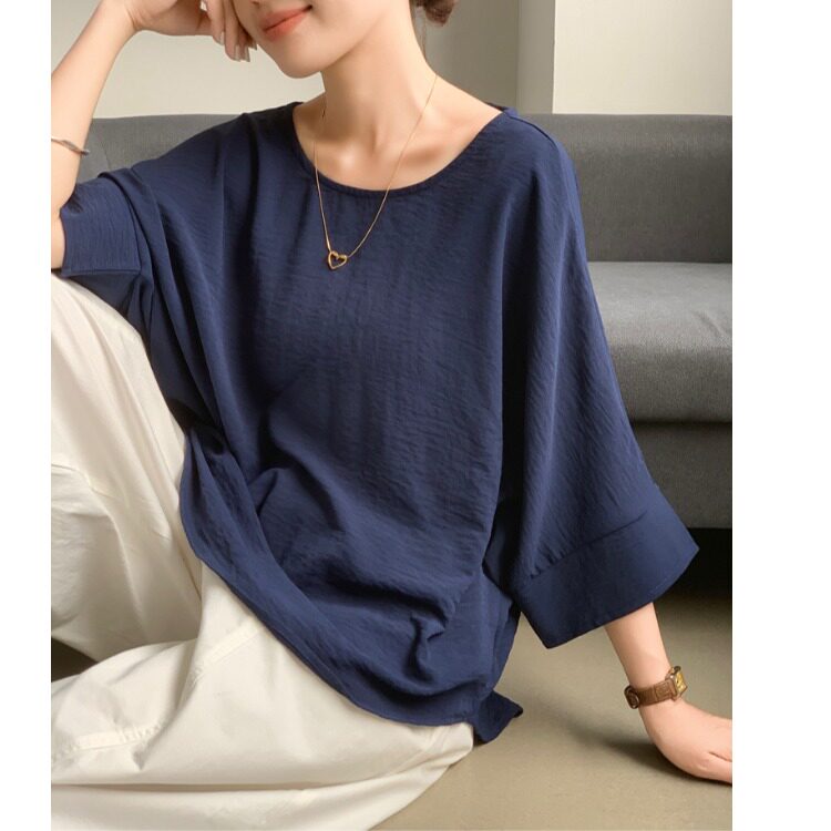 日韩跨境外贸2026夏季新品大码女装胖MM时尚五分袖衬衫宽松上衣