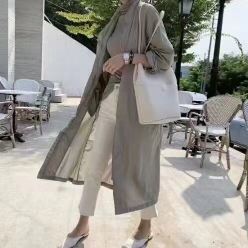 韩国chic2026春季新款单排扣薄款中长款风衣宽松显瘦外套长袖女