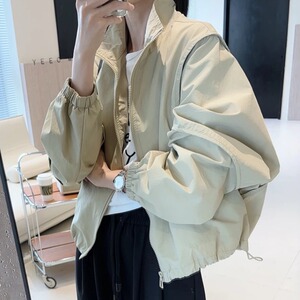 韩风chic2026早秋新款宽松显瘦百搭休闲慵懒夹克拉链外套开衫女
