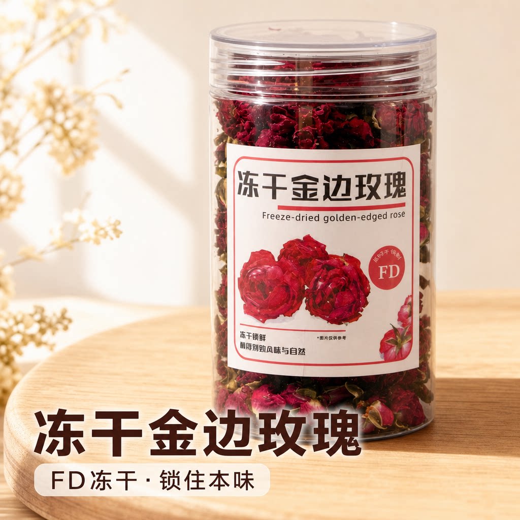 冻干云南金边玫瑰花茶旗舰店干玫瑰花冠天然无硫重瓣玫瑰泡水