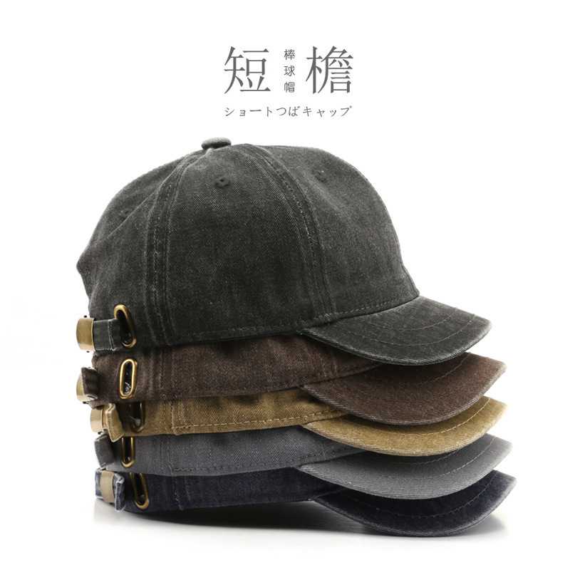 日系街头个性纯色光板短檐棒球帽